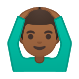 Man Gesturing Ok Emoji with Medium-Dark Skin Tone, Google style
