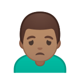 Man Frowning Emoji with Medium Skin Tone, Google style