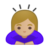 Woman Bowing Emoji with Medium-Light Skin Tone, Google style