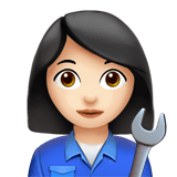 Woman Mechanic Emoji with Light Skin Tone, Apple style