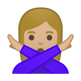 Woman Gesturing No Emoji with Medium-Light Skin Tone, Google style
