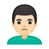 Man Pouting Emoji with Light Skin Tone, Google style