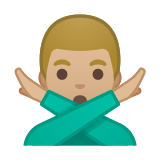 Man Gesturing No Emoji with Medium-Light Skin Tone, Google style
