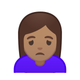 Woman Frowning Emoji with Medium Skin Tone, Google style