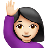 Person Raising Hand Emoji with Light Skin Tone, Apple style