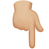 Backhand Index Pointing Down Emoji with Medium-Light Skin Tone, Apple style