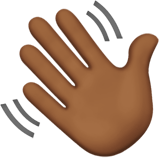 Waving Hand Emoji with Medium-Dark Skin Tone, Apple style