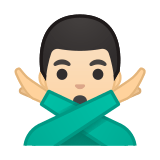 Man Gesturing No Emoji with Light Skin Tone, Google style