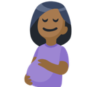 Pregnant Woman Emoji with Medium-Dark Skin Tone, Facebook style