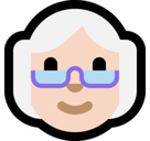 Old Woman Emoji with Light Skin Tone, Microsoft style