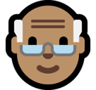 Old Man Emoji with Medium Skin Tone, Microsoft style