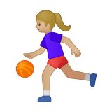 Woman Bouncing Ball Emoji with Medium-Light Skin Tone, Google style