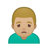 Man Frowning Emoji with Medium-Light Skin Tone, Google style