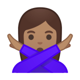 Woman Gesturing No Emoji with Medium Skin Tone, Google style