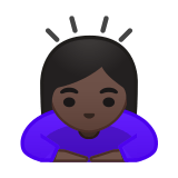 Woman Bowing Emoji with Dark Skin Tone, Google style