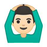 Man Gesturing Ok Emoji with Light Skin Tone, Google style