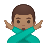 Man Gesturing No Emoji with Medium Skin Tone, Google style