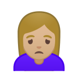 Woman Frowning Emoji with Medium-Light Skin Tone, Google style