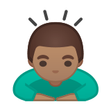 Man Bowing Emoji with Medium Skin Tone, Google style