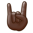 Sign of the Horns Emoji with Dark Skin Tone, Samsung style