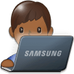 Man Technologist Emoji with Medium-Dark Skin Tone, Samsung style