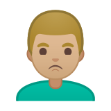 Man Pouting Emoji with Medium-Light Skin Tone, Google style