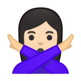 Woman Gesturing No Emoji with Light Skin Tone, Google style
