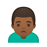 Man Frowning Emoji with Medium-Dark Skin Tone, Google style