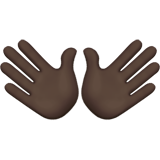 Open Hands Emoji with Dark Skin Tone, Apple style