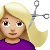 Person Getting Haircut Emoji with Medium-Light Skin Tone, Apple style