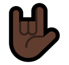 Love-You Gesture Emoji with Dark Skin Tone, Microsoft style