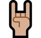 Sign of the Horns Emoji with Medium-Light Skin Tone, Microsoft style
