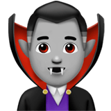 Man Vampire Emoji with Medium-Light Skin Tone, Apple style