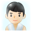 Man in Steamy Room Emoji with Light Skin Tone, Samsung style