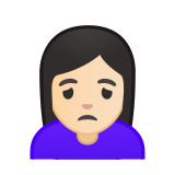 Woman Frowning Emoji with Light Skin Tone, Google style
