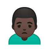 Man Frowning Emoji with Dark Skin Tone, Google style