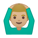 Man Gesturing Ok Emoji with Medium-Light Skin Tone, Google style