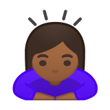 Woman Bowing Emoji with Medium-Dark Skin Tone, Google style