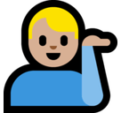 Man Tipping Hand Emoji with Medium-Light Skin Tone, Microsoft style