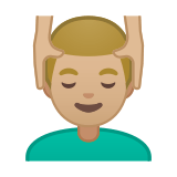 Man Getting Massage Emoji with Medium-Light Skin Tone, Google style
