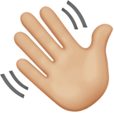 Waving Hand Emoji with Medium-Light Skin Tone, Apple style