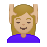 Woman Getting Massage Emoji with Medium-Light Skin Tone, Google style