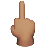 Middle Finger Emoji with Medium Skin Tone, Apple style