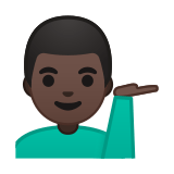 Man Tipping Hand Emoji with Dark Skin Tone, Google style