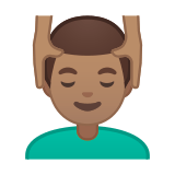 Man Getting Massage Emoji with Medium Skin Tone, Google style
