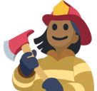 Woman Firefighter Emoji with Medium-Dark Skin Tone, Facebook style