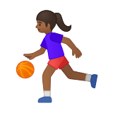 Woman Bouncing Ball Emoji with Medium-Dark Skin Tone, Google style