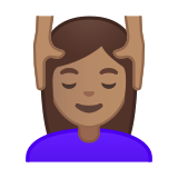 Woman Getting Massage Emoji with Medium Skin Tone, Google style