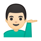Man Tipping Hand Emoji with Light Skin Tone, Google style