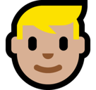 Man: Medium-Light Skin Tone, Blond Hair, Microsoft style